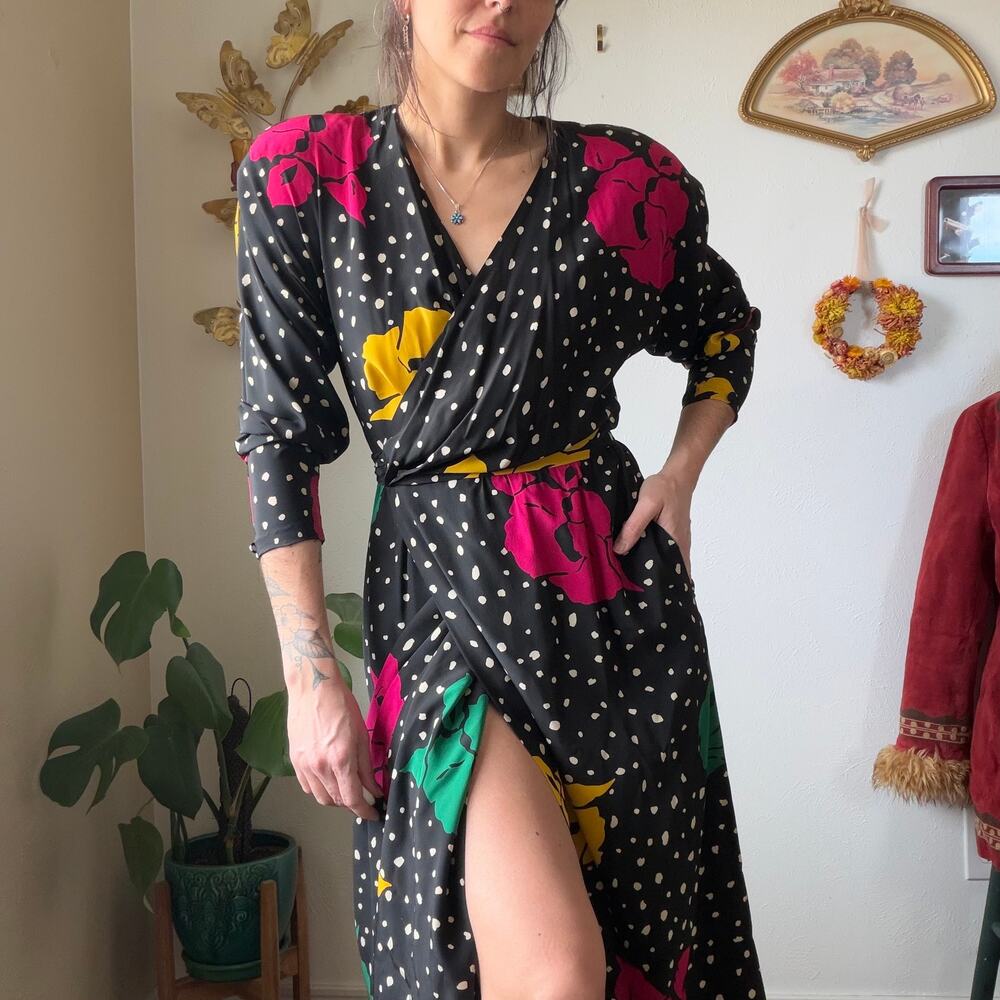RARE 80s vintage paraphernalia wrap dress